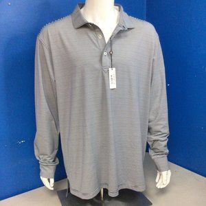 NWT Turtleson Carter Stripe NAVY long sleeve polo XL or XXL